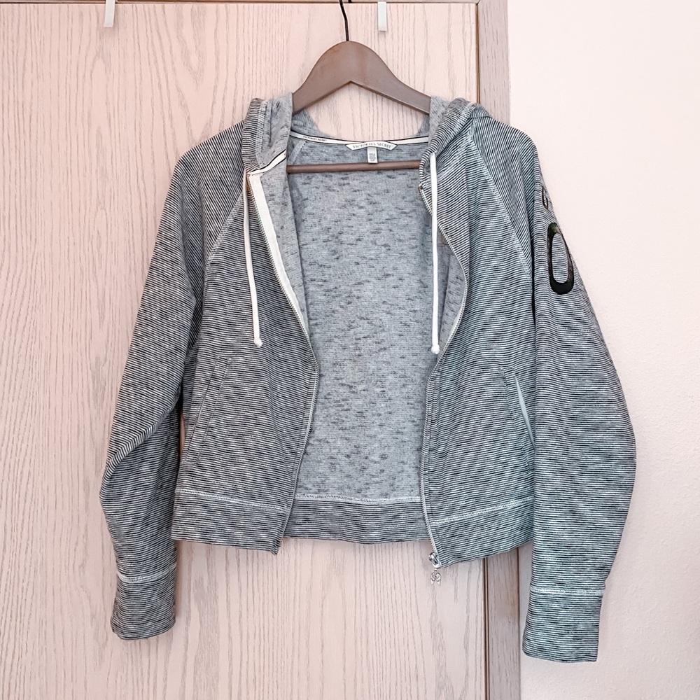 Victoria’s Secret angel 10 striped zip-up sweater